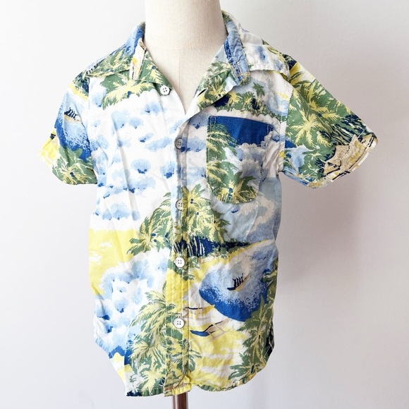 GAP Other - GAP Kids Blue Green Yellow Print Button Down Shirt